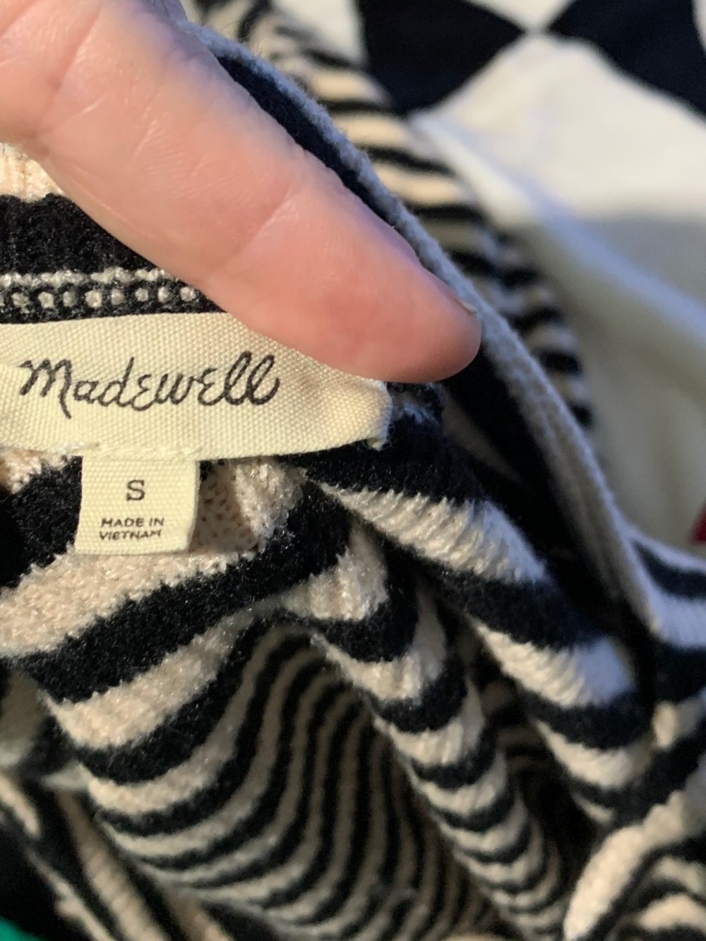 Madewell Boatneck Drop Shoulder Striped Knit Top Black Ivory Size Small - Picture 5 of 8